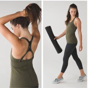 Rare Lululemon Satnam Tank Olive Green Tank Top Size 10